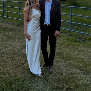 Revelry Jade Satin Dress Soft Champagne